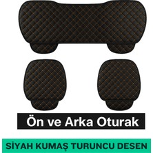 Audi A-4 B8/k 2007-2015 Uyumlu 3 Parça Kapitone Oturak Araba Koltuk Kumaş Siyah Turuncu - Kaymaz | Trobus