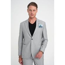Efor Erkek Slim Fit Torba Cep Esnek Pamuk Düz Gri Blazer Ceket C 712