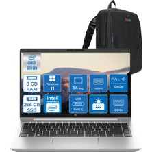 Hp Probook 440 G10 Intel Core I7 1355U 8gb 256GB SSD Iris® Xe Graphics Windows 11 Pro 14" IPS Fullhd (1920X1080) 250NITS Taşınabilir Bilgisayar 968L9ETP01 + Zetta Çanta