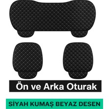 Togg T10X 2023–2024 Uyumlu 3 Parça Kapitone Oturak Araba Koltuk Kumaş Siyah Beyaz - Kaymaz | Trobus