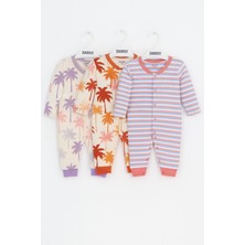 Toontoy Unisex Çok Desenli 3 Lü Paçalı Tulum