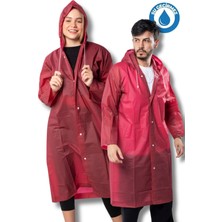 Eleven Markets Kadın Erkek Yağmurluk Kapüşonlu Çıtçıtlı Eva Bordo Yağmurluk BYMMRC881R07