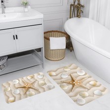 Eliana Home Dijital Baskı  Modern Banyo Halısı Ikili Banyo Paspası  LNA5043 100X60+60X50 cm