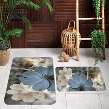 Eliana Home Dijital Baskı  Modern Banyo Halısı Ikili Banyo Paspası  LNA5108 100X60+60X50 cm