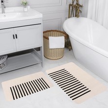 Eliana Home Dijital Baskı  Modern Banyo Halısı Ikili Banyo Paspası  LNA5190 100X60+60X50 cm