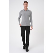 Tr 878 Triko Slim Fit Gri Basic