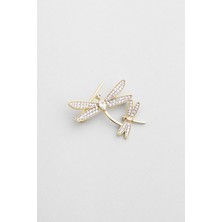 Yusufçuk 18 Ayar Sarı Altın Kaplama Gümüş Broş