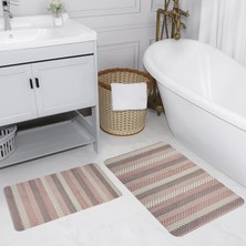 Eliana Home Dijital Baskı  Modern Banyo Halısı Ikili Banyo Paspası  LNA5203 100X60+60X50 cm