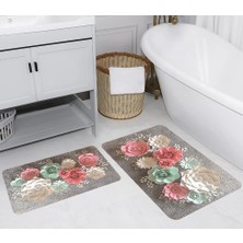 Eliana Home Dijital Baskı  Modern Banyo Halısı Ikili Banyo Paspası  LNA5233 100X60+60X50 cm