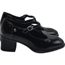 Venüs 2512705K Kadın Deri Topuklu Ayakkabı - Siyah Rugan - 36