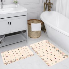 Eliana Home Dijital Baskı  Modern Banyo Halısı Ikili Banyo Paspası  LNA5189 100X60+60X50 cm