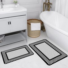 Eliana Home Dijital Baskı  Modern Banyo Halısı Ikili Banyo Paspası  LNA5147 100X60+60X50 cm