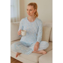 Pemilo Kadın 6021 Sıfır Yaka Uzun Kol Pijama Takımı