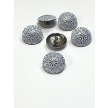 Bombeli Antrasit Zemin / Metal Düğme / 2,3 cm / 6 Lı Set / (M03094)
