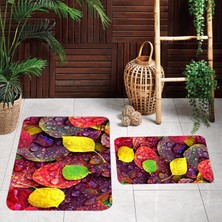 Eliana Home Dijital Baskı  Modern Banyo Halısı Ikili Banyo Paspası  LNA5106 100X60+60X50 cm