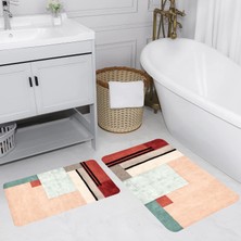 Eliana Home Dijital Baskı  Modern Banyo Halısı Ikili Banyo Paspası  LNA5170 100X60+60X50 cm