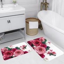 Eliana Home Dijital Baskı  Modern Banyo Halısı Ikili Banyo Paspası  LNA5060 100X60+60X50 cm