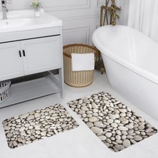 Eliana Home Dijital Baskı  Modern Banyo Halısı Ikili Banyo Paspası  LNA5026 100X60+60X50 cm