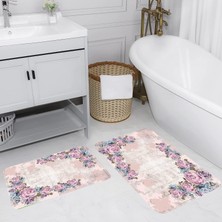 Eliana Home Dijital Baskı  Modern Banyo Halısı Ikili Banyo Paspası  LNA5065 100X60+60X50 cm