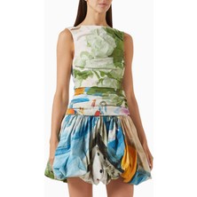 Çok Renkli Nershall Bubble-Hem Mini Elbise - %96 Naylon, %4 Elastan, Drapeli Korse Tasarım