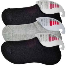 Siyah ve Gri Kadın Görünmez Çorap 3 Çift