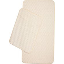 Premium Kalite, Deri Taban, Petek Dokulu Yumuşak, Post Banyo Paspası 2'li 100X60 - 60X50 cm - Krem