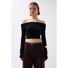 Omuz Dekolte Straplez Bluz