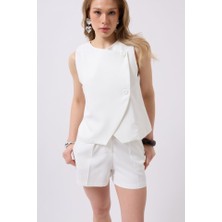 Yandan Düğmeli Dokuma Yelek