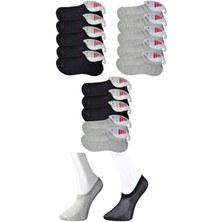 Siyah ve Gri Kadın Görünmez Çorap 15 Çift