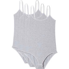 3 Adet Ip Askılı Kadın Çıtçıtlı Body Gri