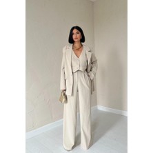 Bej Klas Ceket Ve Yelek Ve Pantolon Takım