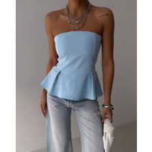 Pileli Straplez Bluz