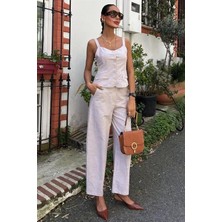 Kalın Askılı Bluz Pantolon Keten Takım 10187