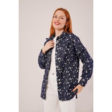 Eskitme Görünümlü Denim Mavi Gömlek