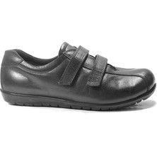 Onlo Ayakkabı 3422 Hakiki Deri Cırtlı Siyah Ortopedik Casual Günlük Kadın Ayakkabı