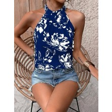 Kadın Çiçek Desen Mikro Kumaş Bluz