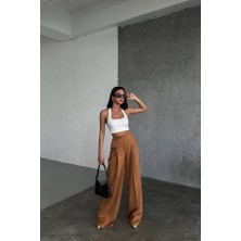 Üç Düğme Detayli Palazzo Pantolon