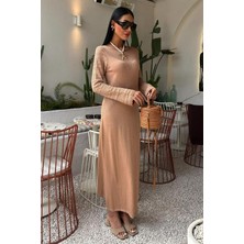 Ajur Detaylı Bisiklet Yaka Triko Elbise 2861