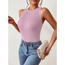 Kadın Kolsuz Sırt Çapraz Detay Triko Bluz