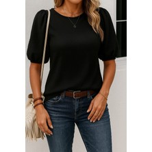 Kadın Kısa Kollu Pileli Balın Kol Bürümcük Bluz