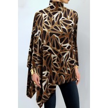 Kadın Uzun Kollu Balıkçı Yaka Asimetrik Kesim Salaş Bluz