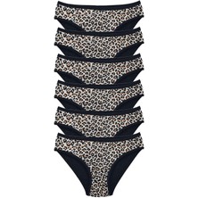 6 Adet Leopar Desenli Likralı Yumuşak Dokulu Kadın Slip Külot