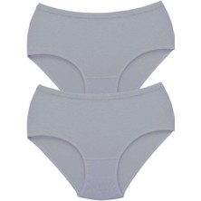 2 Adet Tutku Kadın Yüksek Bel Bato Kalın Lastik Külot Gri