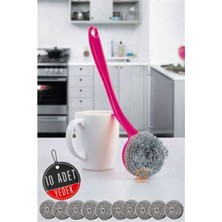 Renkli Çelik Tel Bulaşık Teli Ergonomik 10 Yedekli