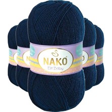 5 Adet Elite Baby El Örgü Ipi Tüylenmeyen Bebek Yünü Lacivert 10094