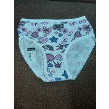 Beyaz Üzerine Renkli Desenli %94 Pamuk Cotton %6 Elastan Kız Çocuk Rahat Külot