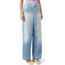 Açık Mavi - %100 Organik Pamuk - Double Bel Moda Pantolon