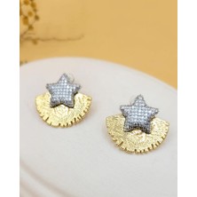 Bym Model Yıldızlı Yelpaze Küpe