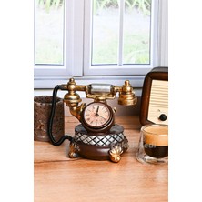 Vintage Telefon Model Nostaljik Dekoratif Masa Saati