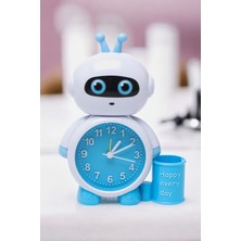 Robot Alarmlı Çocuk Masa Saati - Kalem Bölmeli